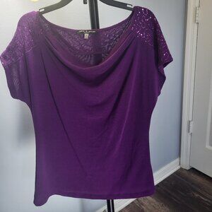 Cable & Gauge purple short-sleeve top with sequins size petite small